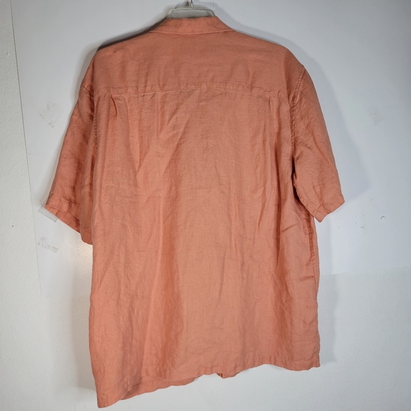 Mens Breakwater 100% Linen Button Front Shirt Size XL Light Orange - Picture 8 of 8